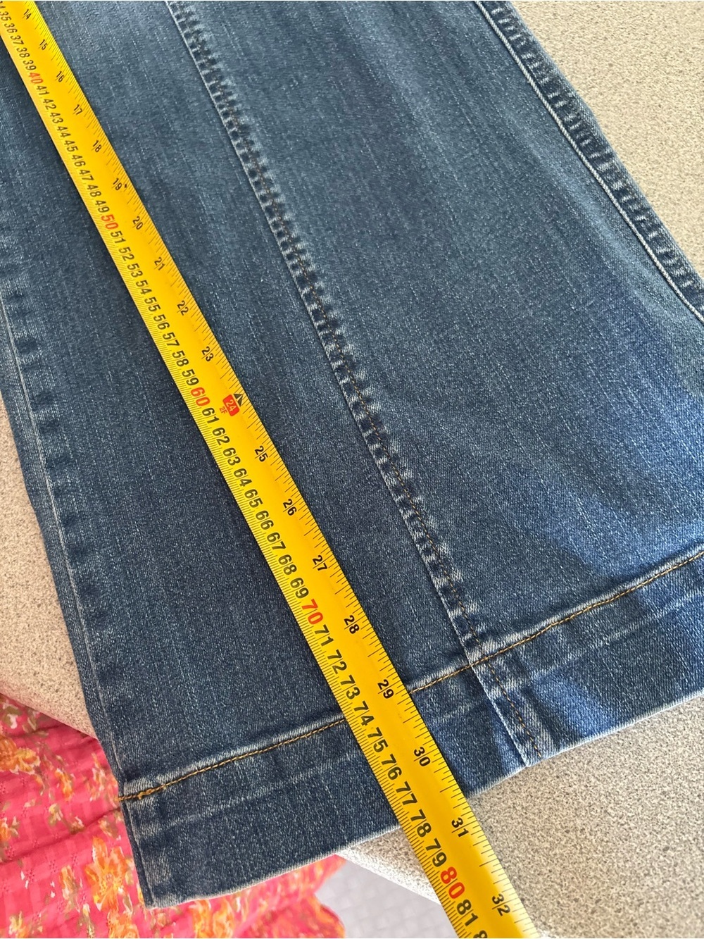 SPANX Vintage Indigo Wide Leg Jeans Size Small Pull-On Shaping Denim Boho Casual - Picture 10 of 14